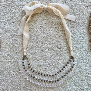 Crystal & Chiffon Ribbon Statement Necklace